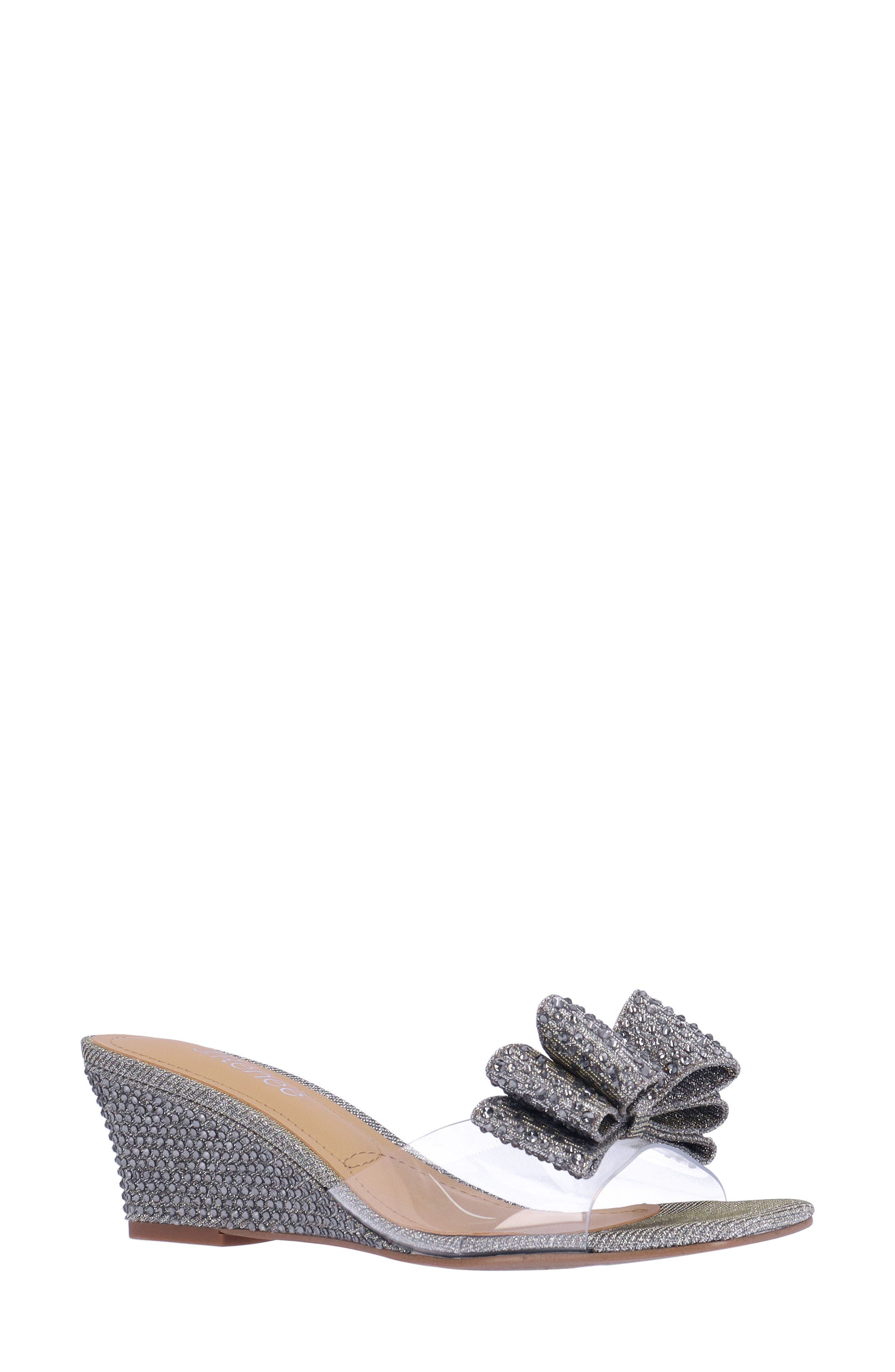 J. Reneé Eris Wedge Slide Sandal, Main, color, Clear/ Pewter