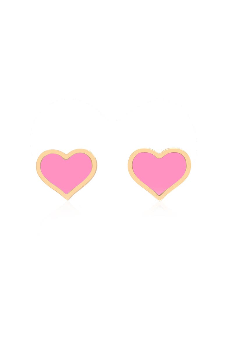 The Lovery Fine Jewelry Large Bubblegum Pink Heart Stud Earrings, Alternate, color, Bubblegum Pink