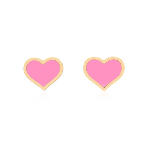 The Lovery Fine Jewelry Large Bubblegum Pink Heart Stud Earrings In Pink