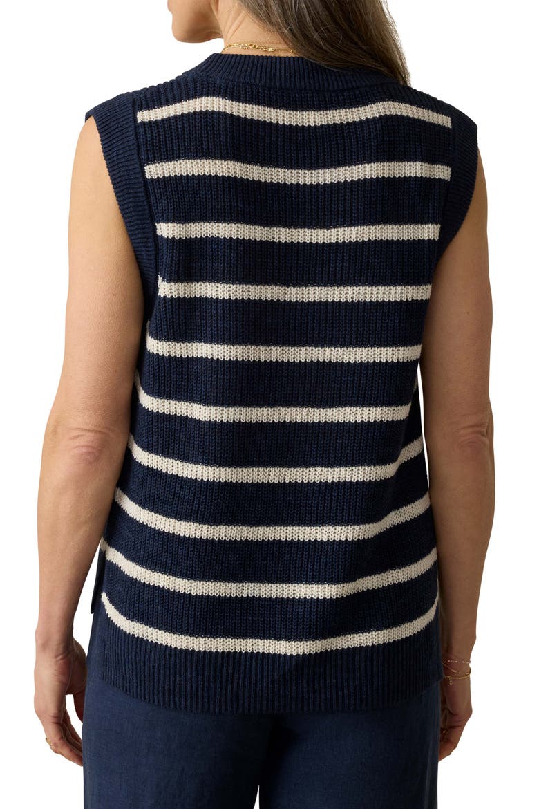 Miramar Linen & Organic Cotton Sweater Tank, Alternate, color, NORTH SEA STRIPE