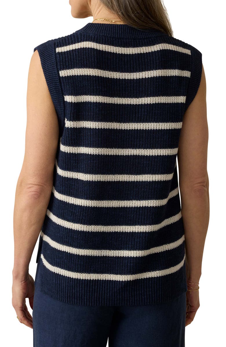 Faherty Miramar Linen & Organic Cotton Sweater Tank, Alternate, color, North Sea Stripe