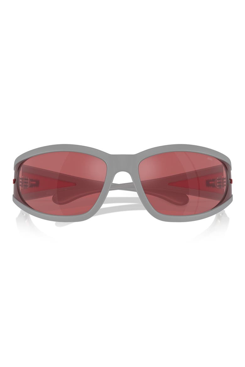 65mm Oversize Pillow Sunglasses, Alternate, color, MATTE GREY/ RED HIPER MIRROR