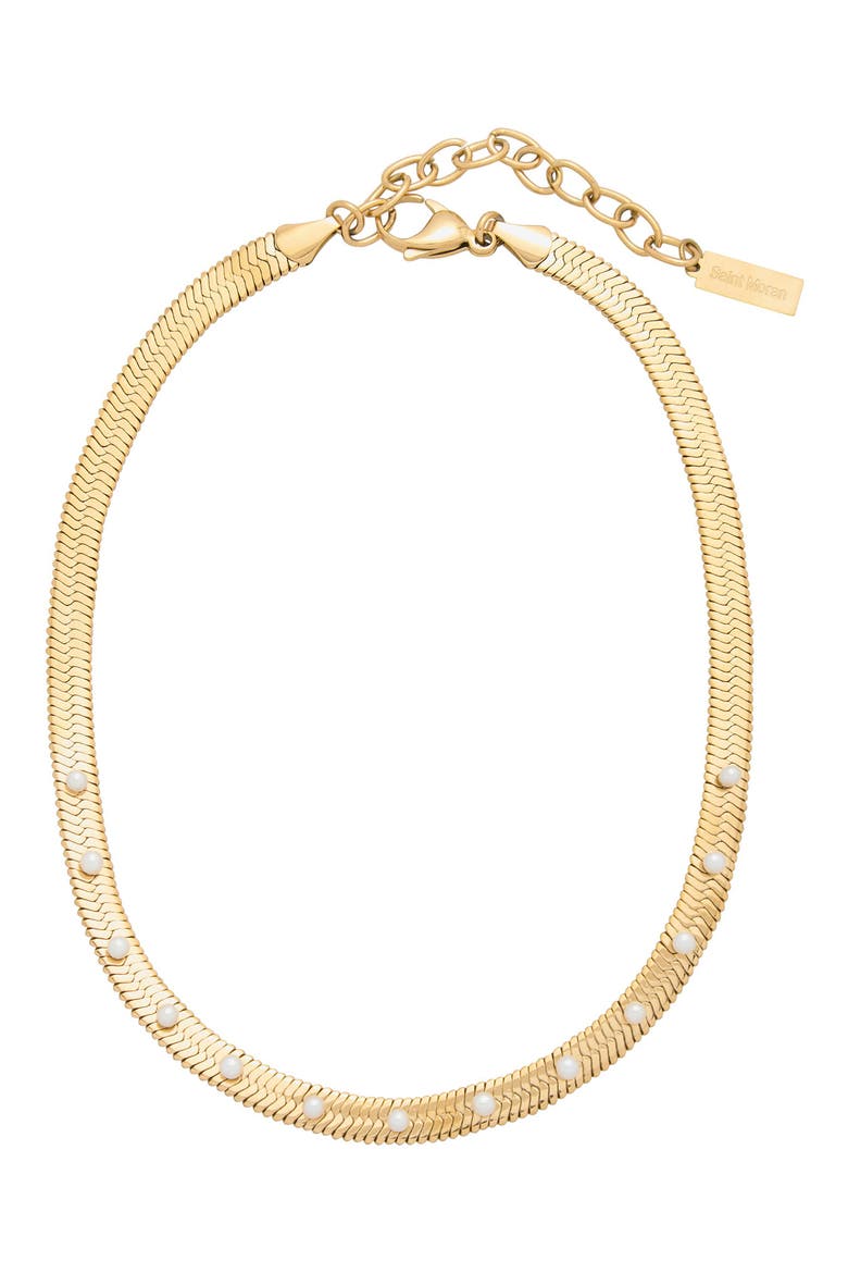 Gemstone Snake Chain Necklace, Main, color, PEARL