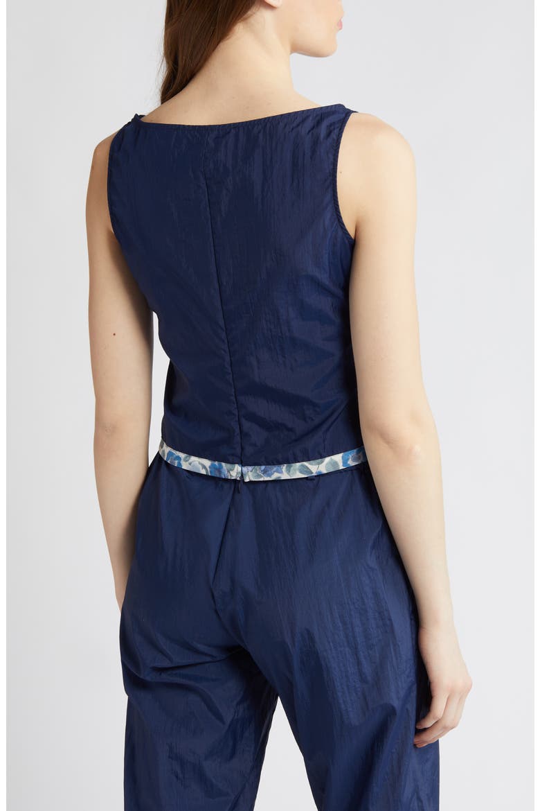 x Liberty London Heidi Rose Print Trim Nylon Top (Nordstrom Exclusive), Alternate, color, NAVY / HEIDI ROSE BLUE