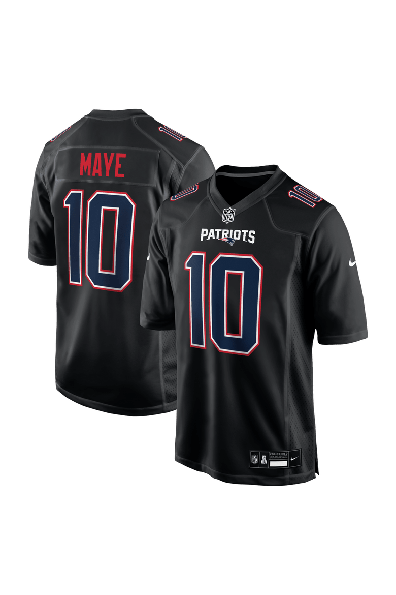 Men's Nike Drake Maye Carbon Black New England Patriots Game Jersey, Main, color, Black