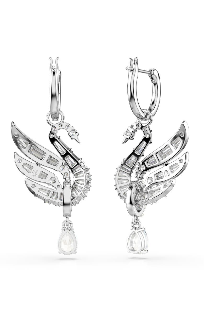 Swarovski Swan Crystal & Faux Pearl Drop Earrings, Alternate, color, White/ Silver