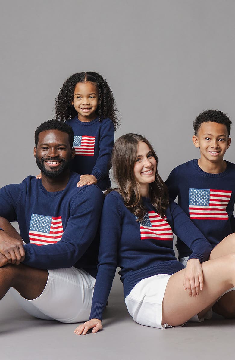 Hope & Henry Men's Organic Crew Neck Flag Sweater, Alternate, color, Navy Flag