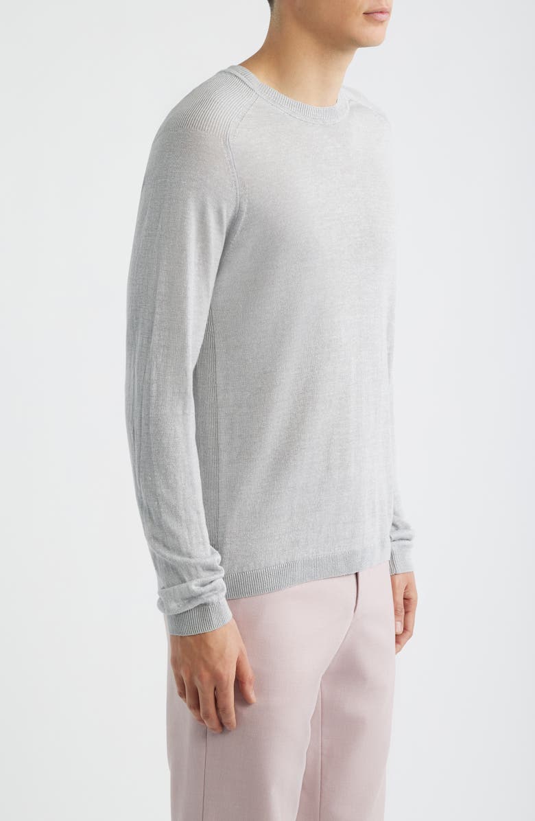 Jack Victor Cormack Long Sleeve Crewneck Linen & Silk Pullover, Alternate, color, Light Grey