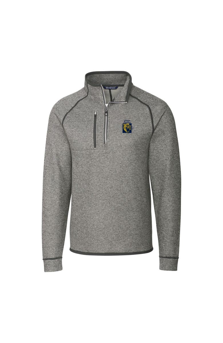 Cutter & Buck Men's Cutter & Buck Heather Gray FIU Panthers Mainsail Sweater-Knit Big & Tall Half-Zip Pullover Jacket, Alternate, color, 