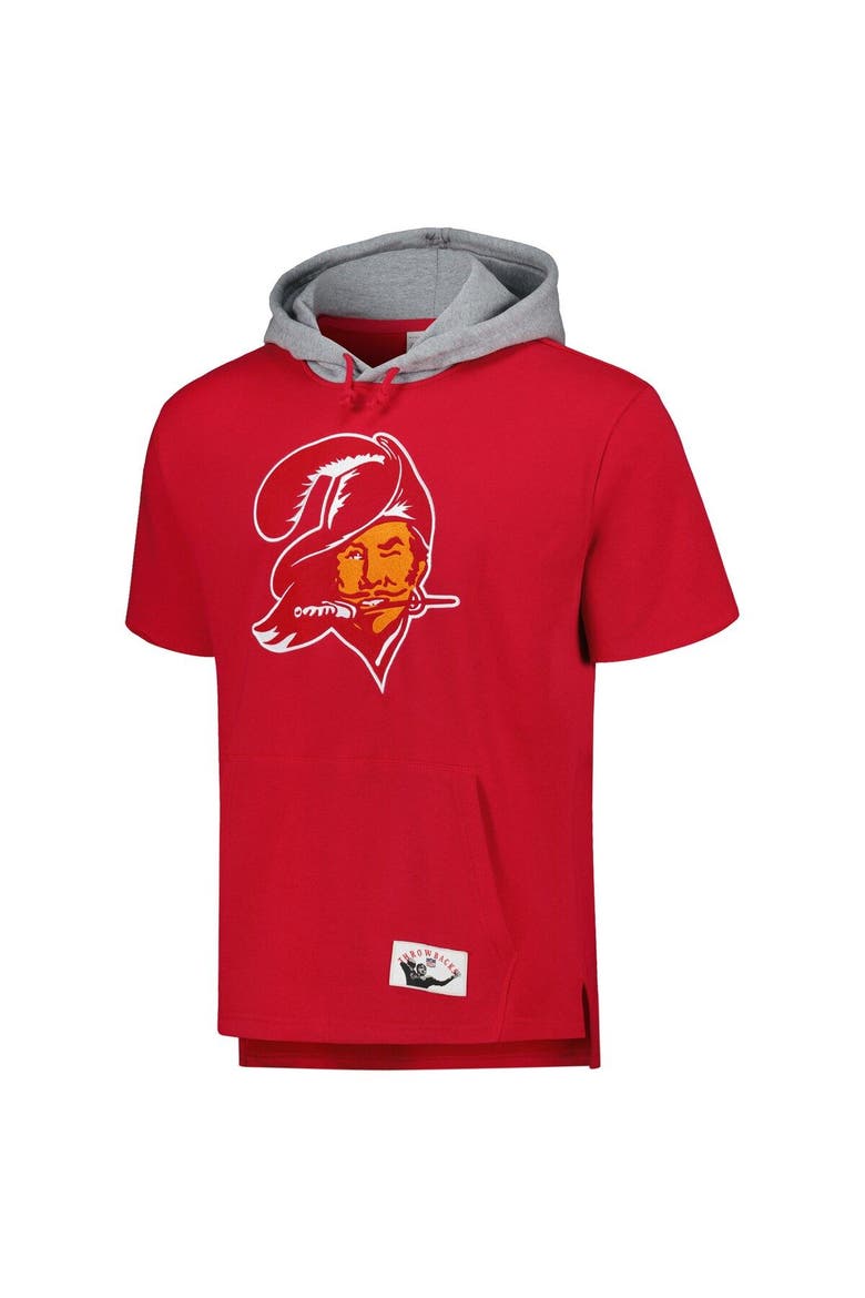 Men's Mitchell & Ness Red Tampa Bay Buccaneers Postgame Short Sleeve Hoodie, Alternate, color, Red