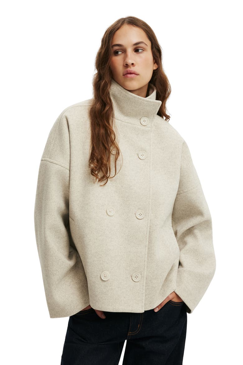 Women's Funnel Neck Coat, Alternate, color, Oatmeal