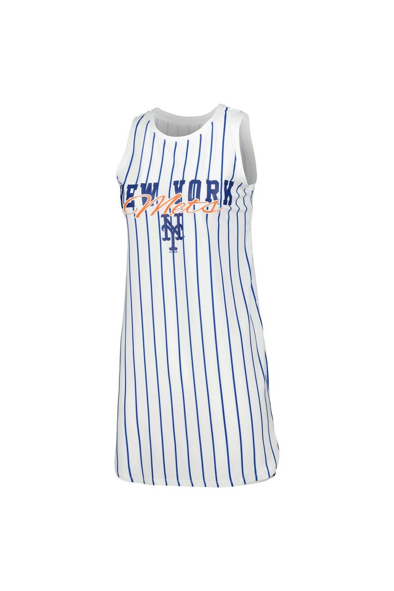 Women's Concepts Sport White New York Mets Reel Pinstripe Knit Sleeveless Nightshirt, Alternate, color, White