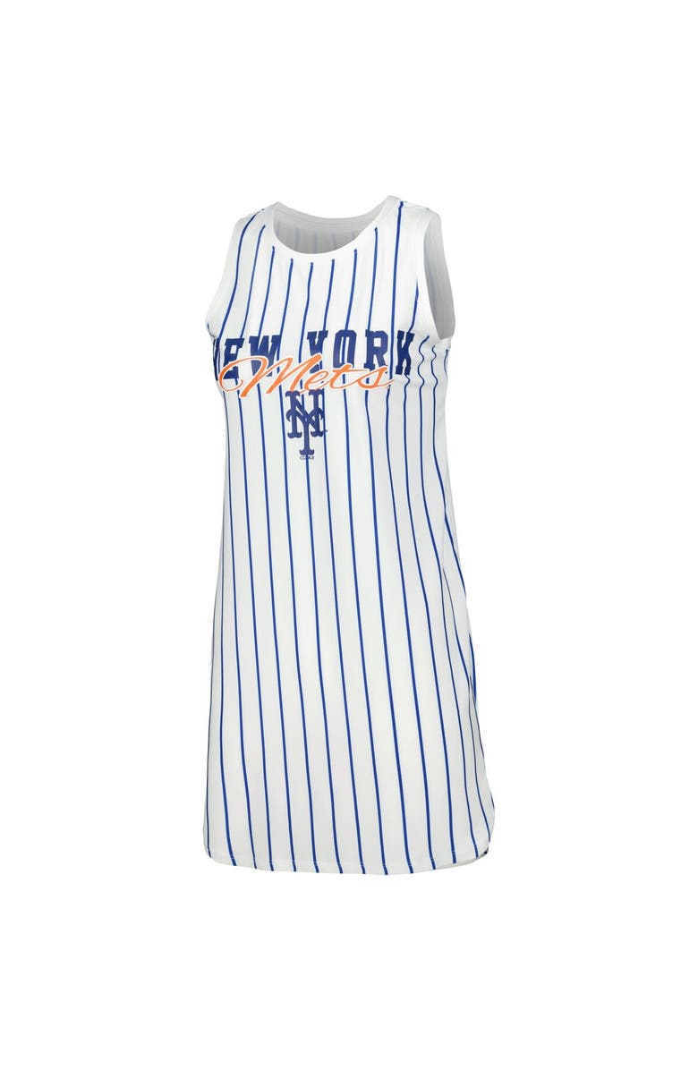 CONCEPTS SPORT Women's Concepts Sport White New York Mets Reel Pinstripe Knit Sleeveless Nightshirt, Alternate, color, White