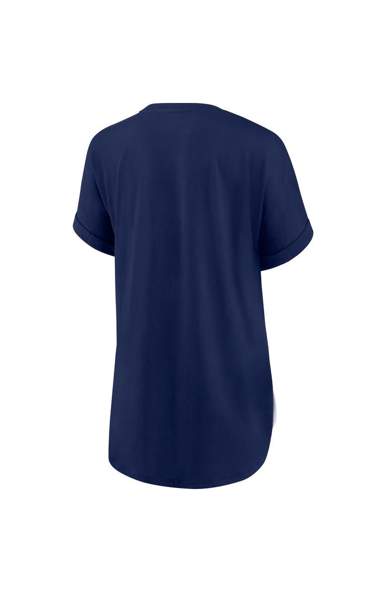 FANATICS Women's Fanatics Branded White/Navy Milwaukee Brewers Iconic Noise Factor Pinstripe V-Neck T-Shirt, Alternate, color,