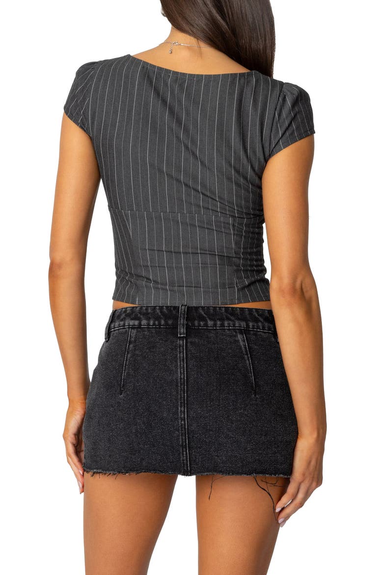 Keni Pinstripe Zip Top, Alternate, color, DARK-GRAY