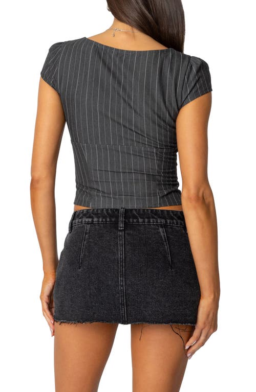 Edikted Keni Pinstripe Zip Top In Dark-gray