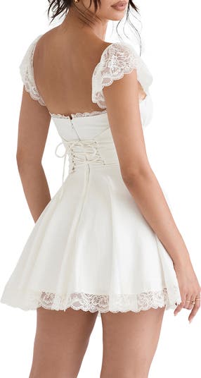Kaia Lace Trim Fit & Flare Minidress