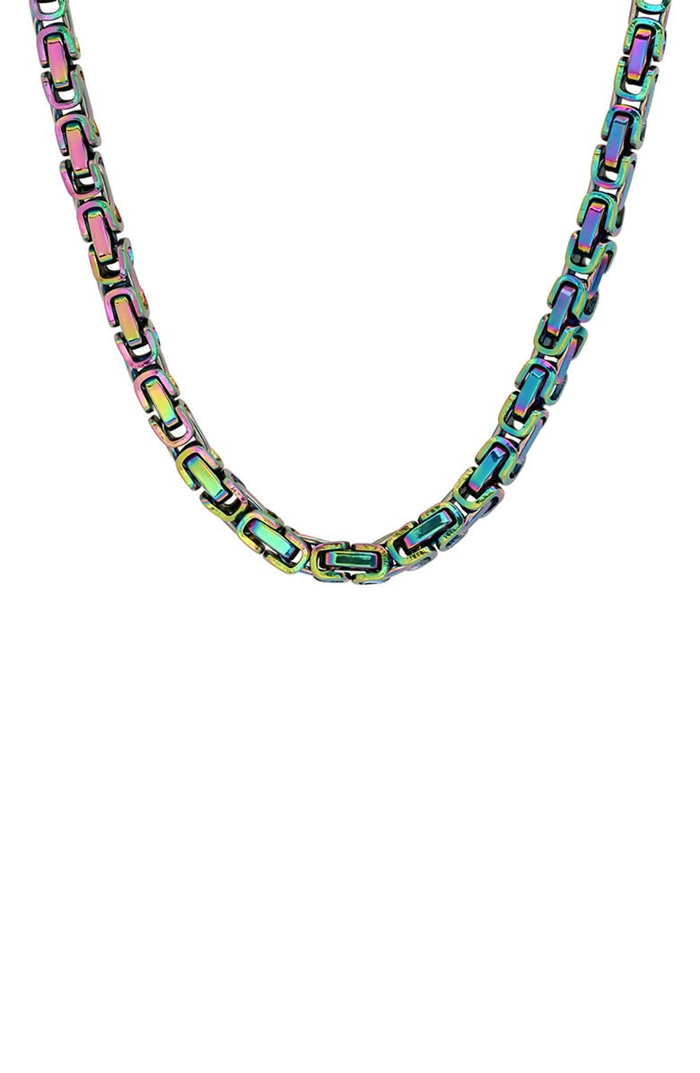 HMY JEWELRY Men's Rainbow IP Stainless Steel Chain Link Necklace, Main, color, Multi