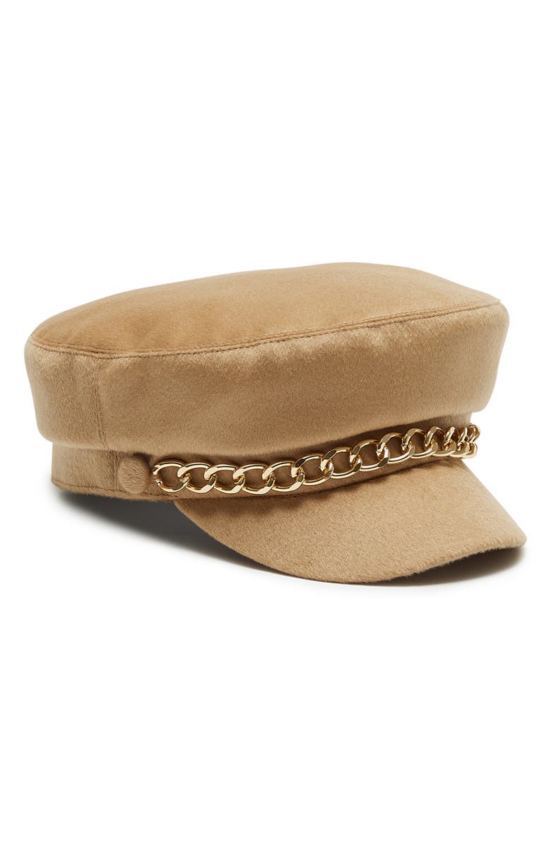 Eugenia Kim Marina Chain Trim Cap, Main, color, Camel