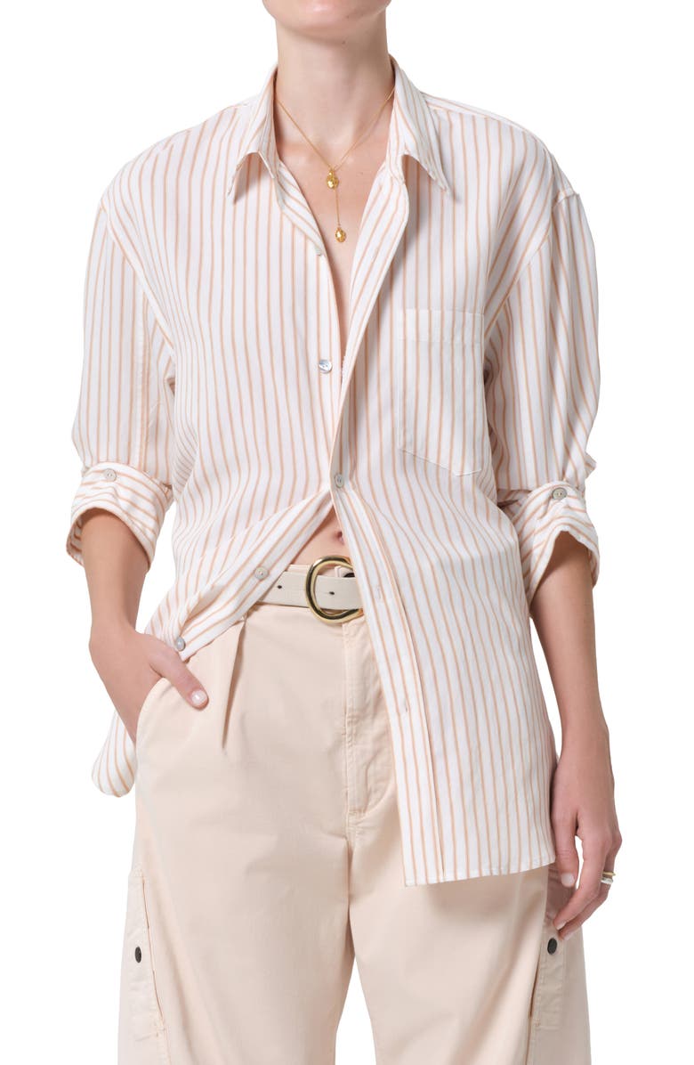 Citizens of Humanity Kayla Stripe Relaxed Button-Up Shirt, Main, color, Sherbet Stripe