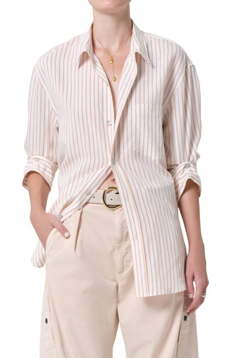 Kayla Stripe Relaxed Button-Up Shirt