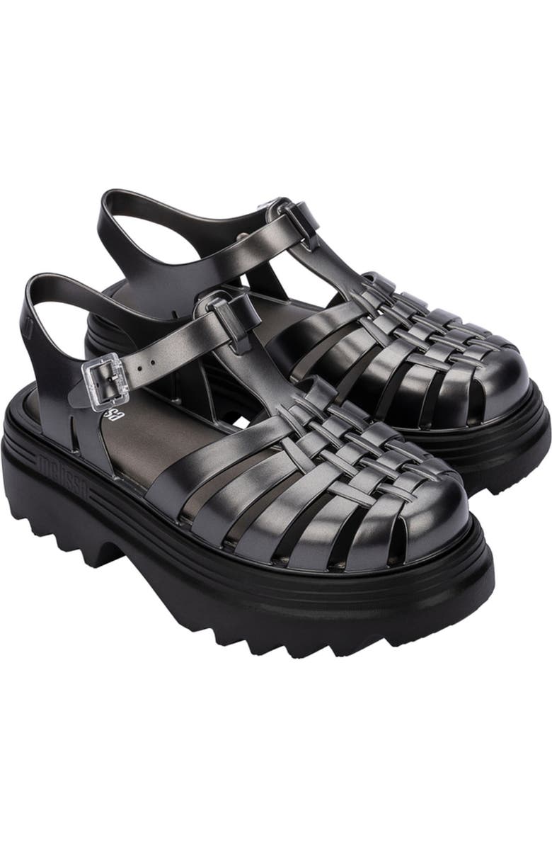 Melissa Possession Platform II Sandal, Main, color, Black/ Silver