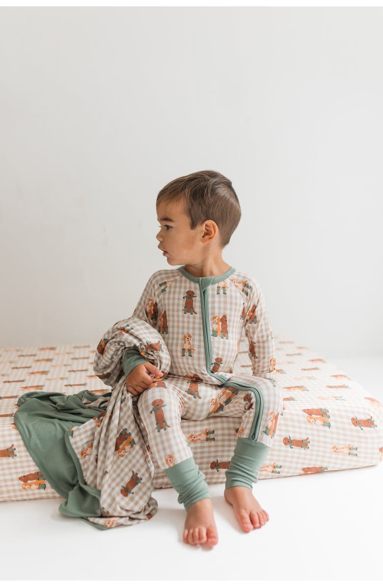 In My Jammers Pup Friends Zipper Romper, Alternate, color, Green Pup Friends