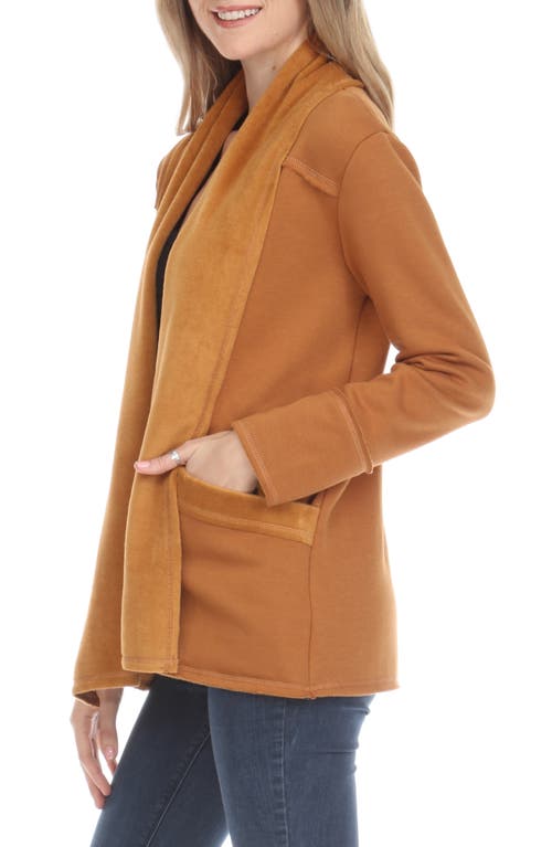 Rain And Rose Open Front Cardigan In Brown