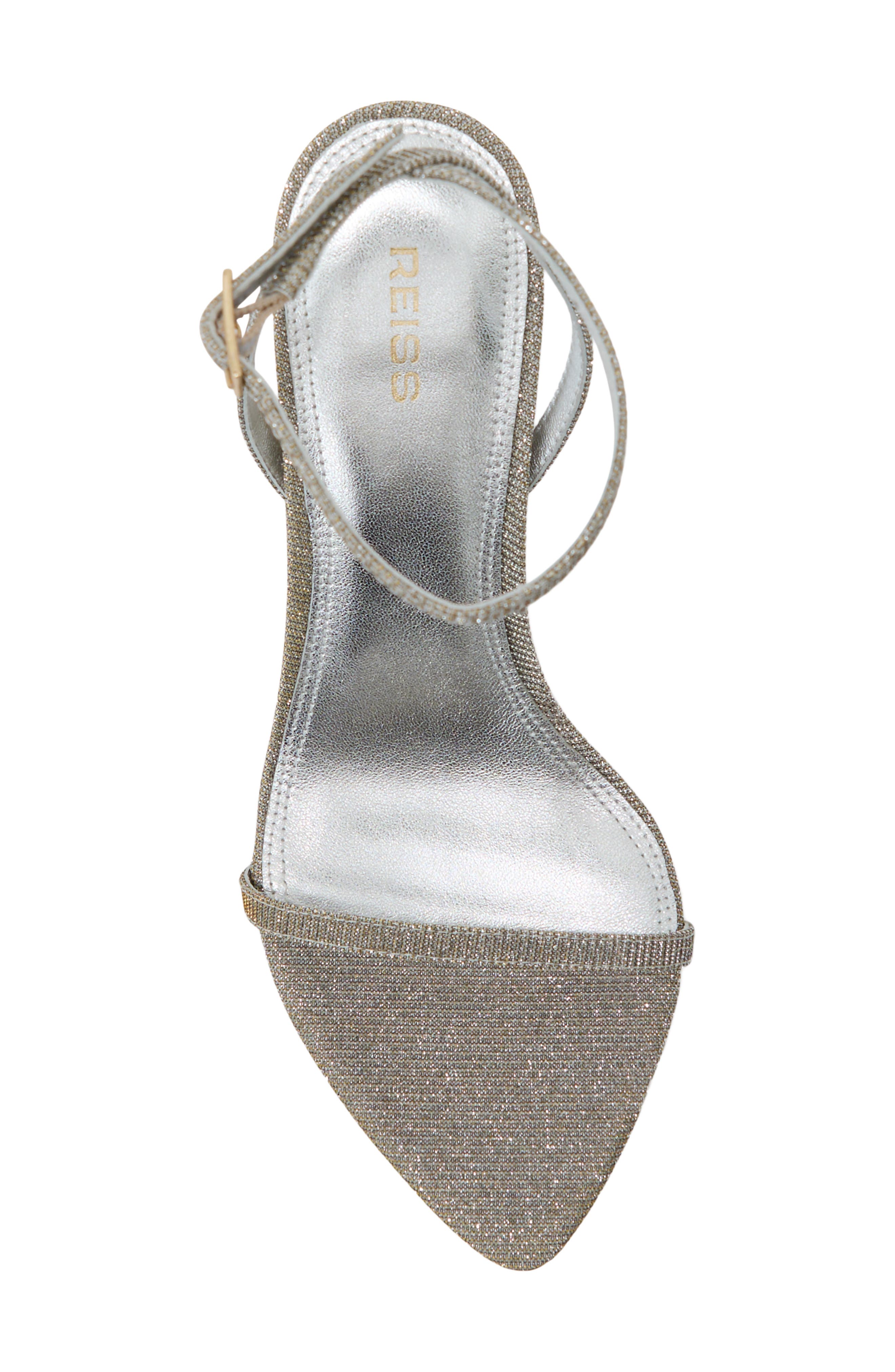 Reiss Ankle Strap Pointed Toe Sandal, Alternate, color, Silver