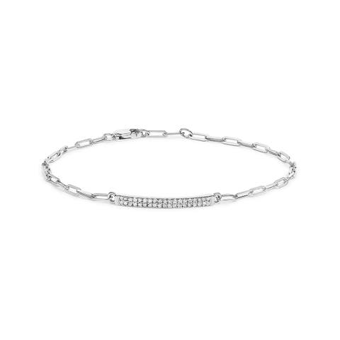 Sterling Silver 1/7 Cttw Diamond Double Row Link Tennis Bracelet