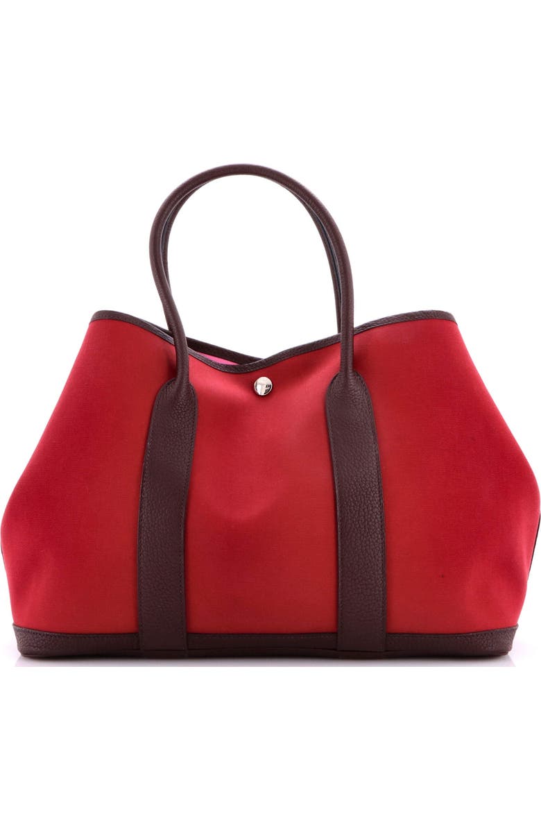 Pre-Owned Hermes Garden Party Tote Toile and Leather 36, Main, color, Rubis