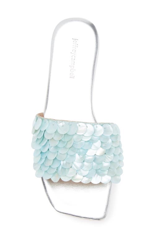 Jeffrey Campbell Fishy Slide Sandal In Blue Silver Combo
