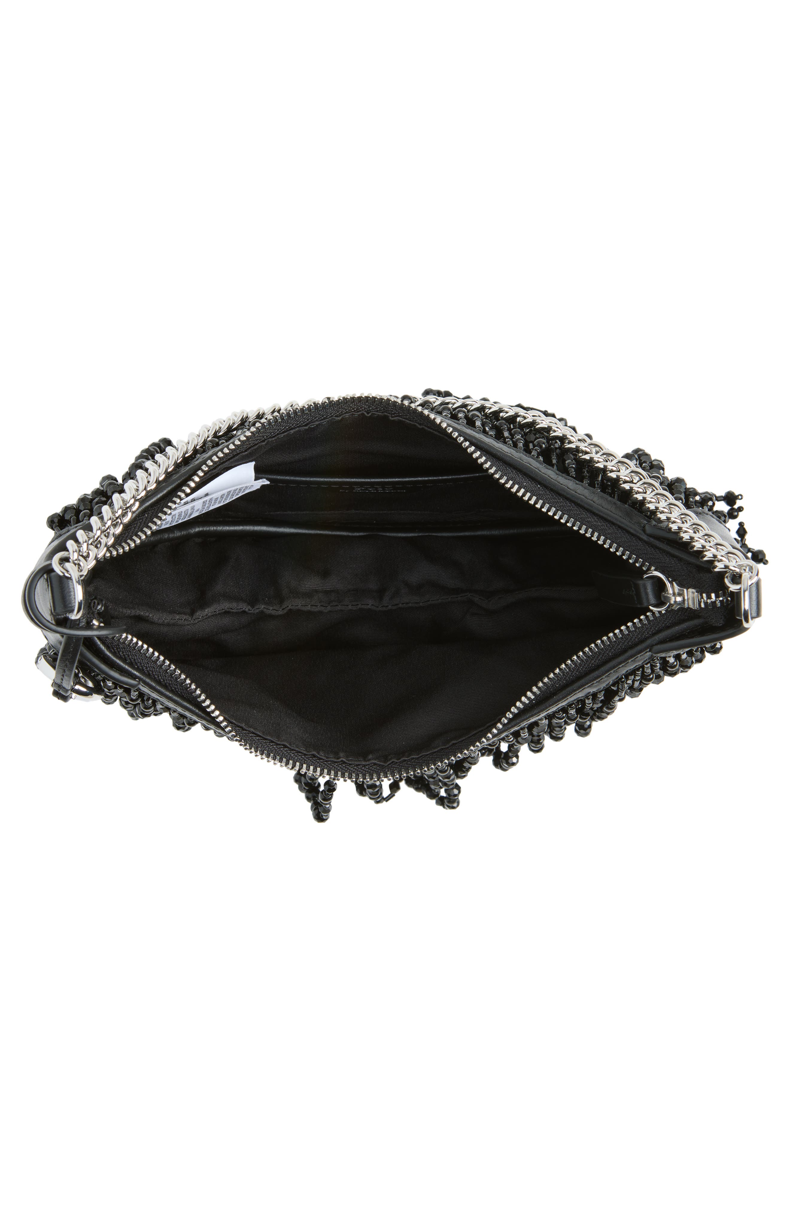 Beaded Fringe Baguette Bag, Alternate, color, BLACK