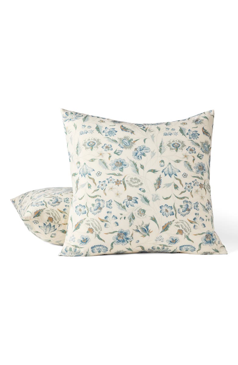 Coyuchi Viola Print Organic Cotton Sham, Main, color, Undyed/ Cerulean