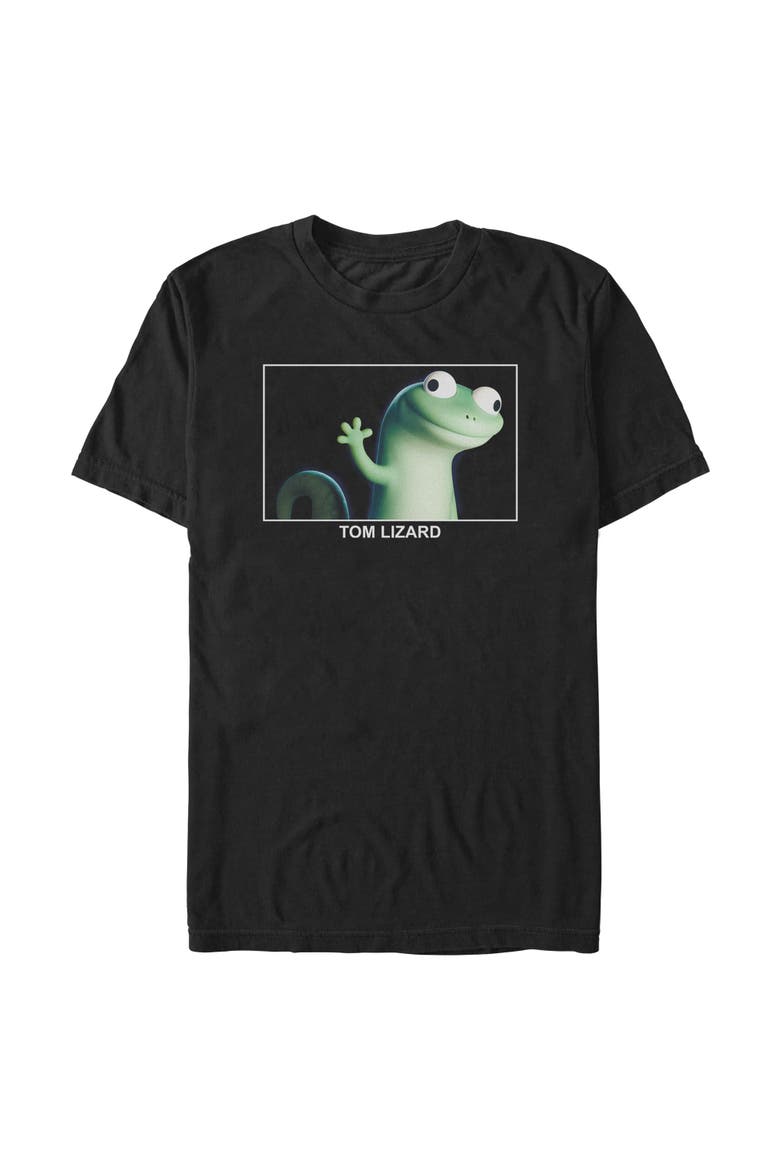 Men's Tom Lizard Happy and Cute Portrait Short Sleeve Graphic T-Shirt, Main, color, Black