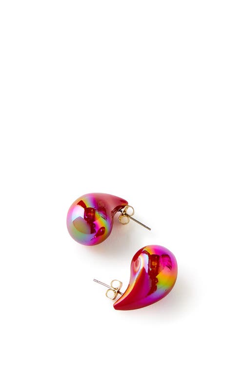 Rubi Shoes Small Charm Earring In Up Red Metallic Teardrop