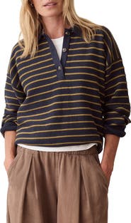 Marine Layer Mid Guage Cotton Rugby Polo Sweater