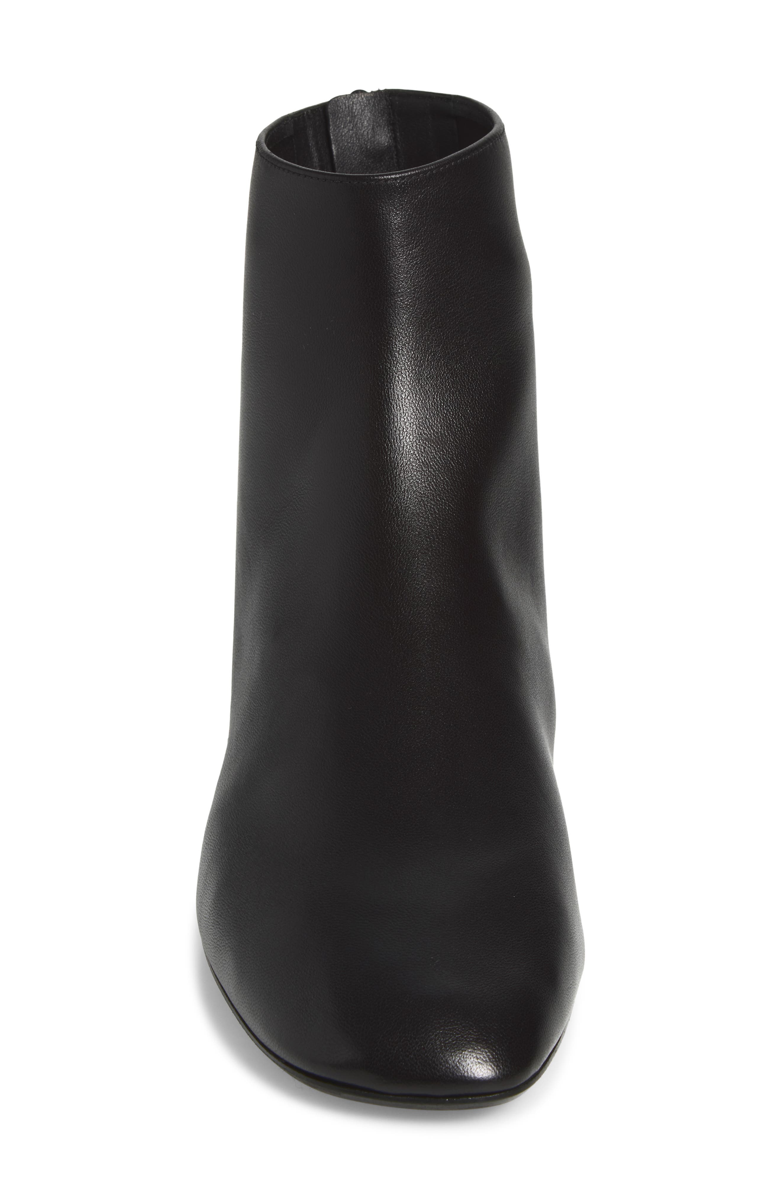 Flat Contour Leather Ankle Boot, Alternate, color, BLACK