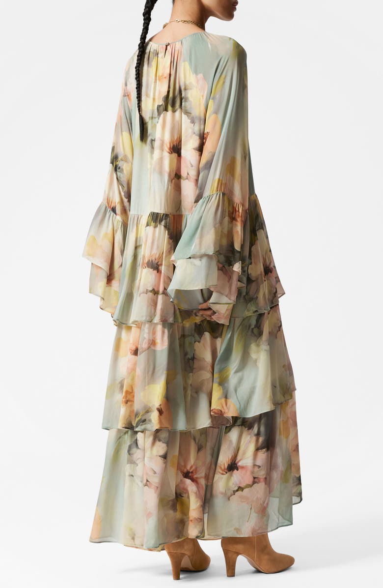 & Other Stories Ruffle Long Sleeve Tiered Maxi Dress, Alternate, color, Mole Dusty Light