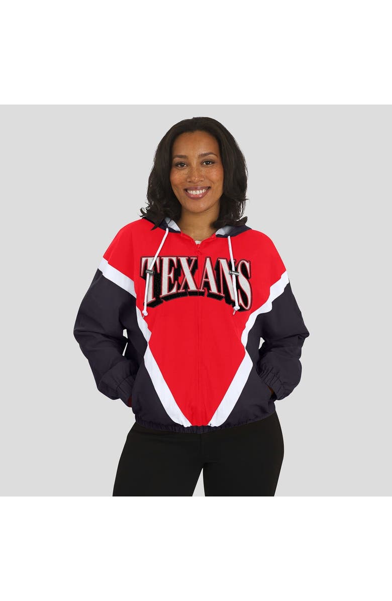 WEAR by Erin Andrews Women's WEAR by Erin Andrews Red/Navy Houston Texans Retro Crinkle Full-Zip Hoodie Windbreaker, Alternate, color, Red