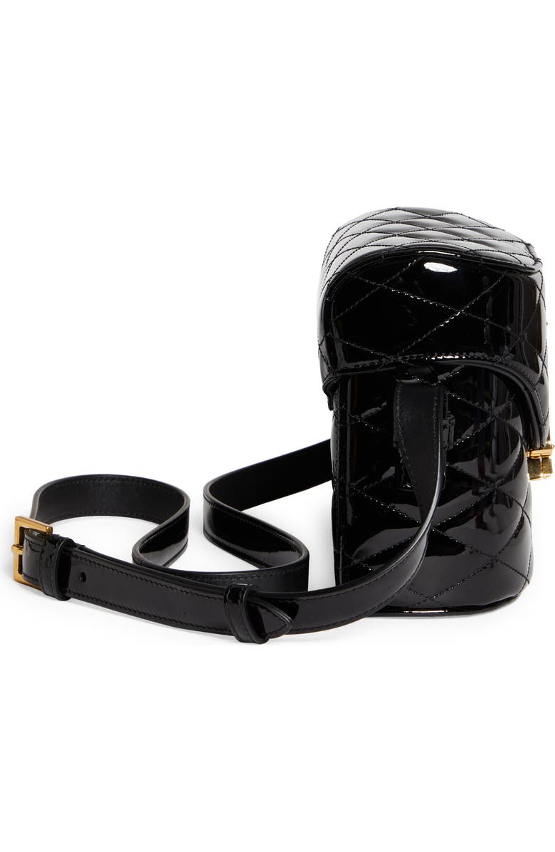 Saint Laurent Logo Quilted Patent Leather Camera Crossbody Bag, Alternate, color,