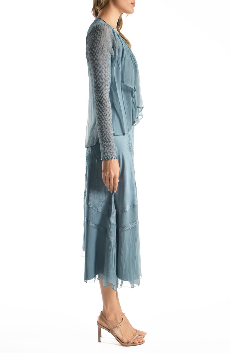 Komarov Pleated Charmeuse & Chiffon Dress & Jacket Set, Alternate, color, 