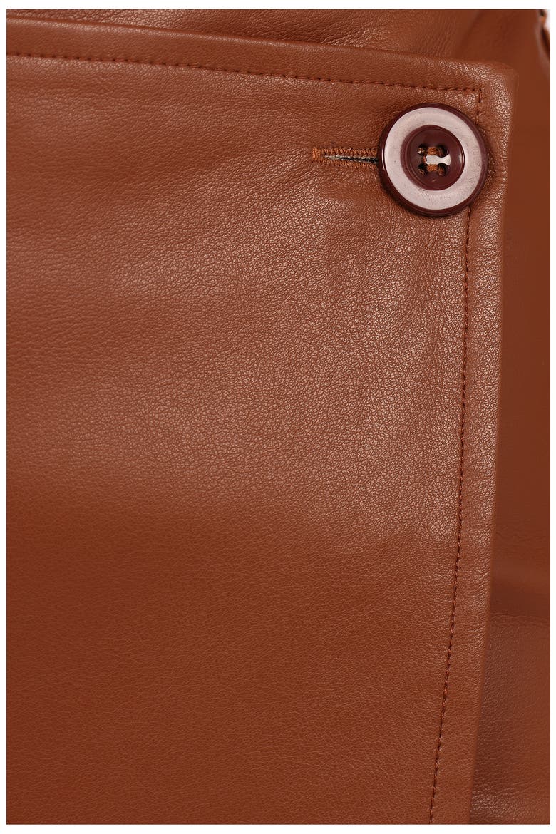 Rebecca Faux Leather Wrap Miniskirt, Alternate, color, CAMEL