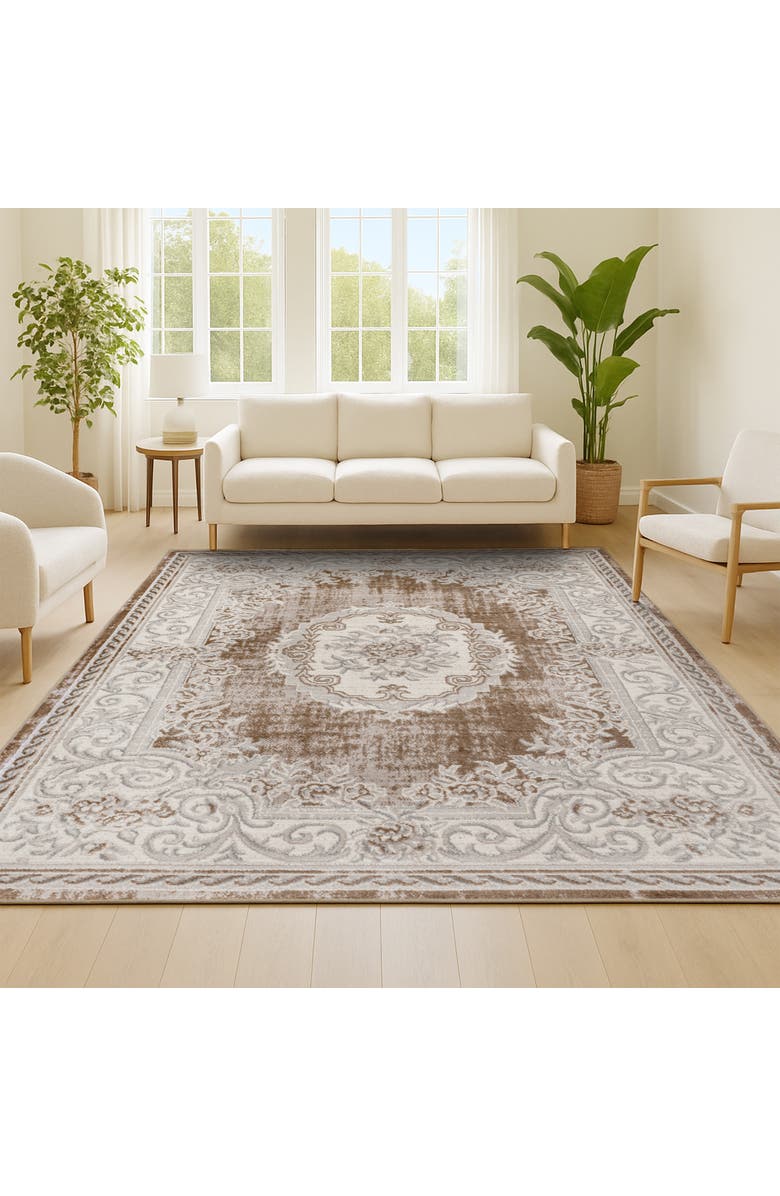 JONATHAN Y Rosalia Cottage Medallion Area Rug, Alternate, color, Brown/Gray