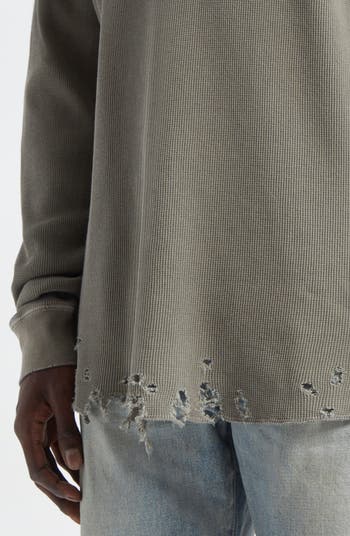 John Elliott Folsom Distressed Long Sleeve Thermal T-Shirt