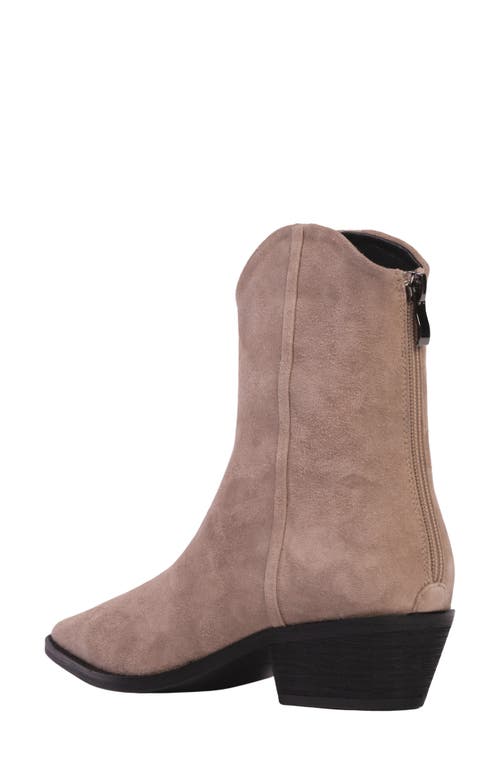 Black Suede Studio Reed Pointed Toe Western Boot In Truffle Suede