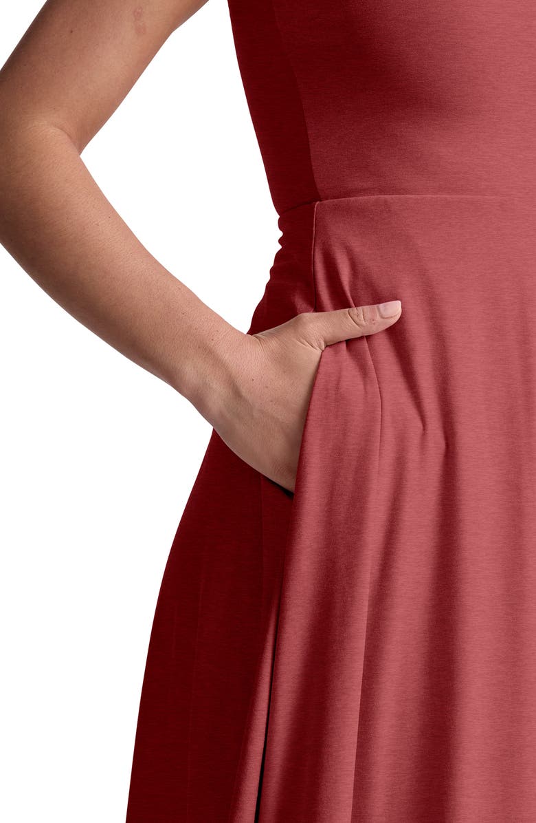 Beyond Yoga Featherweight Square Neck Midi Dress, Alternate, color, Faded Rose Heather