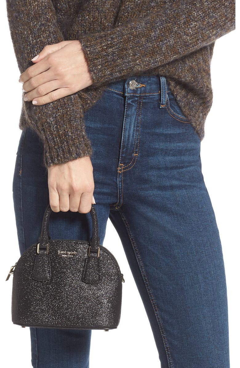 Kate Spade New York mini sylvia glitter dome satchel, Alternate, color,