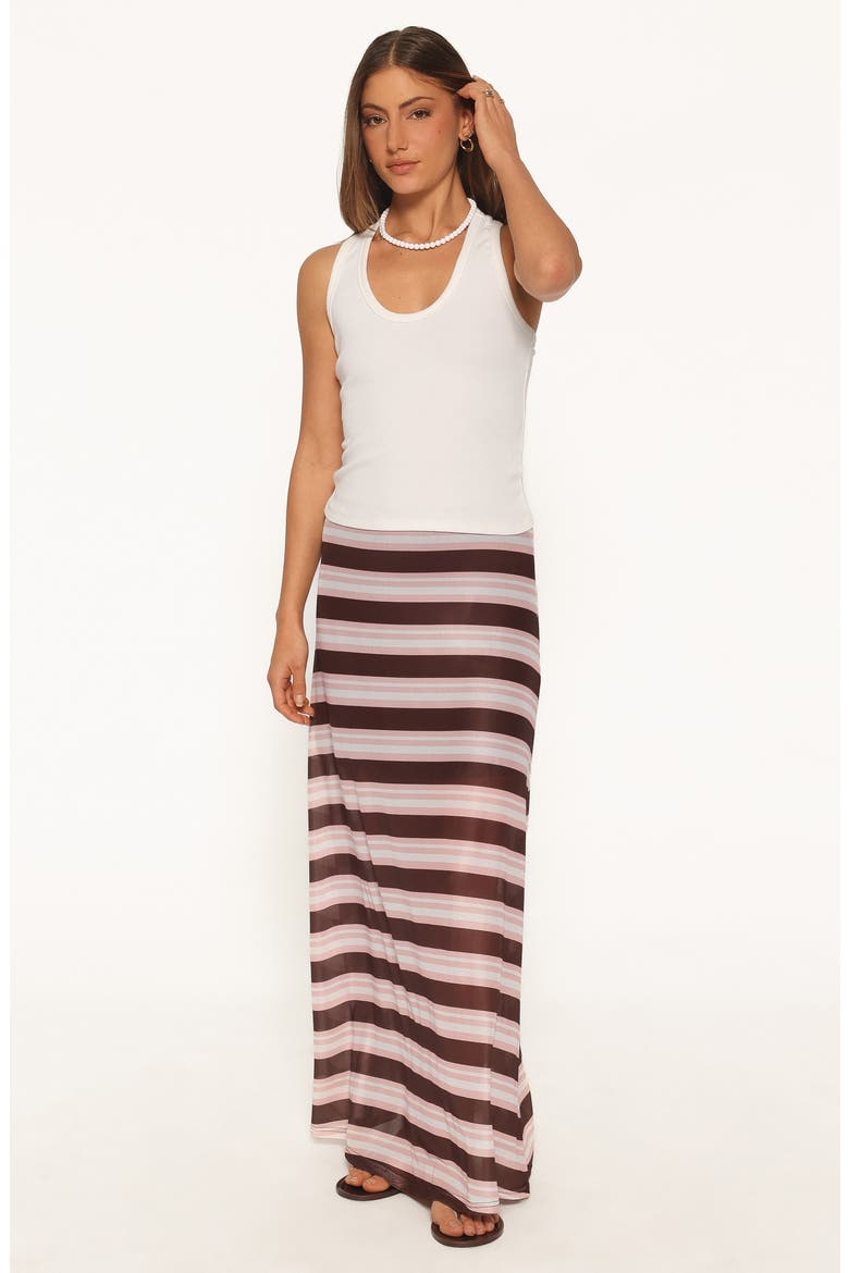 Dia Striped Mesh Column Skirt, Alternate, color, PINK/ BROWN STRIPE