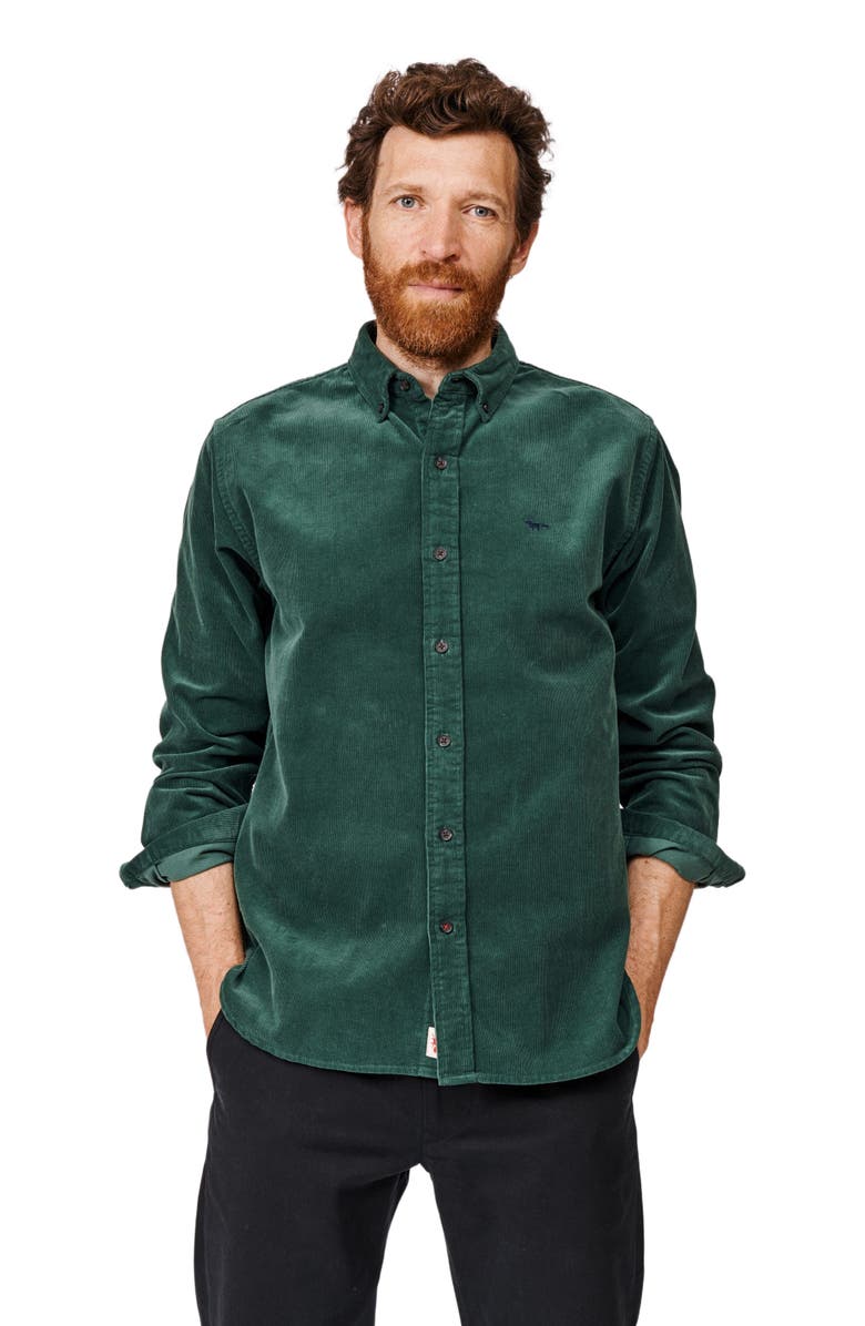 Aubin Haworth Corduroy Shirt, Main, color, Dark Green